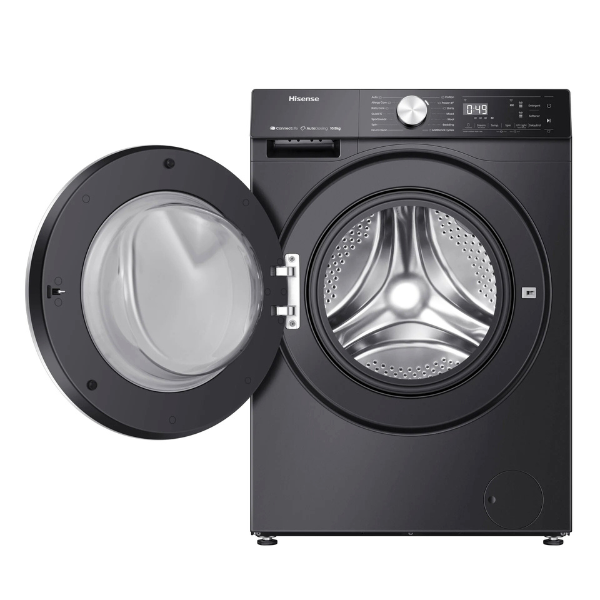 Hisense washer dryer with front-loading door open