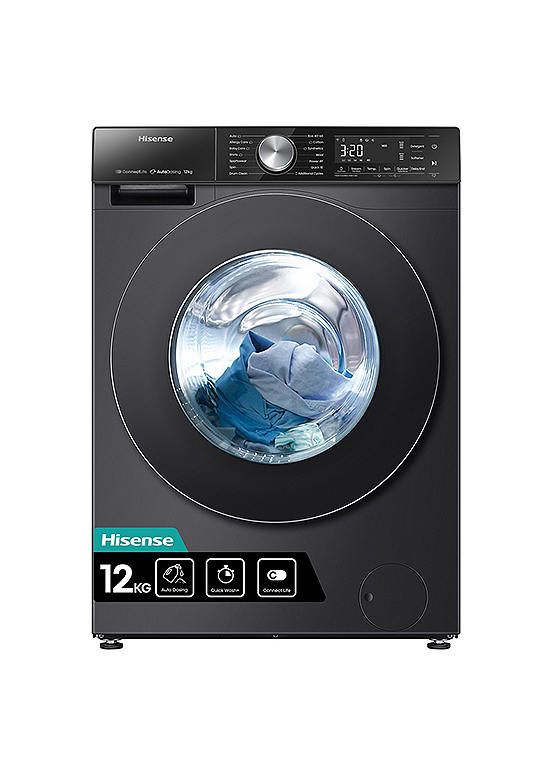 Black Hisense 12kg front-load washer with Air Drying and ConnectLife features