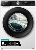 White Hisense 8kg front-load washing machine with Quick Wash, Auto Wash and ConnectLife features
