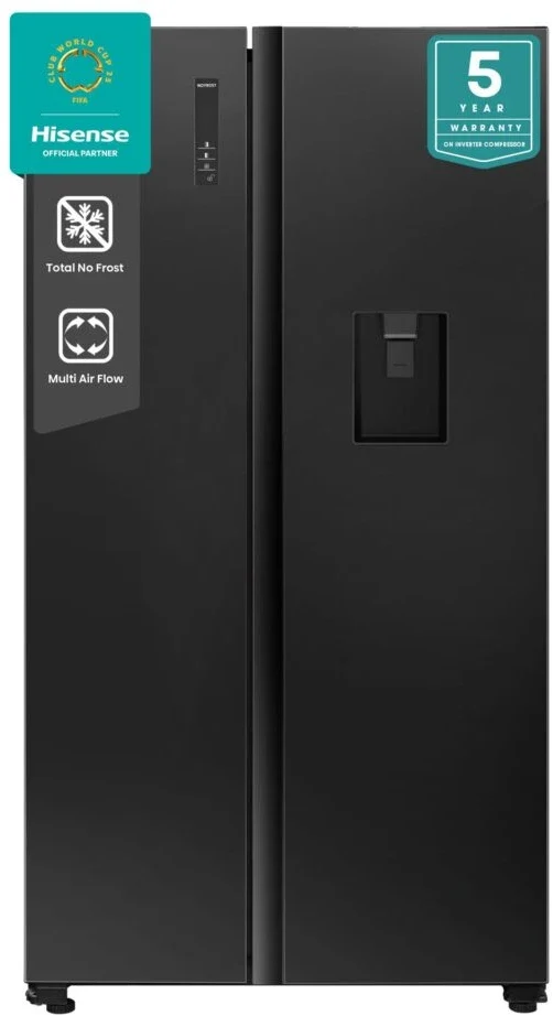 Hisense 750L Side-by-Side Inverter Refrigerator with Water Dispenser - Black