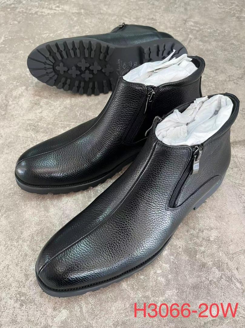 Men's Leather Zip Boot - Black with logo