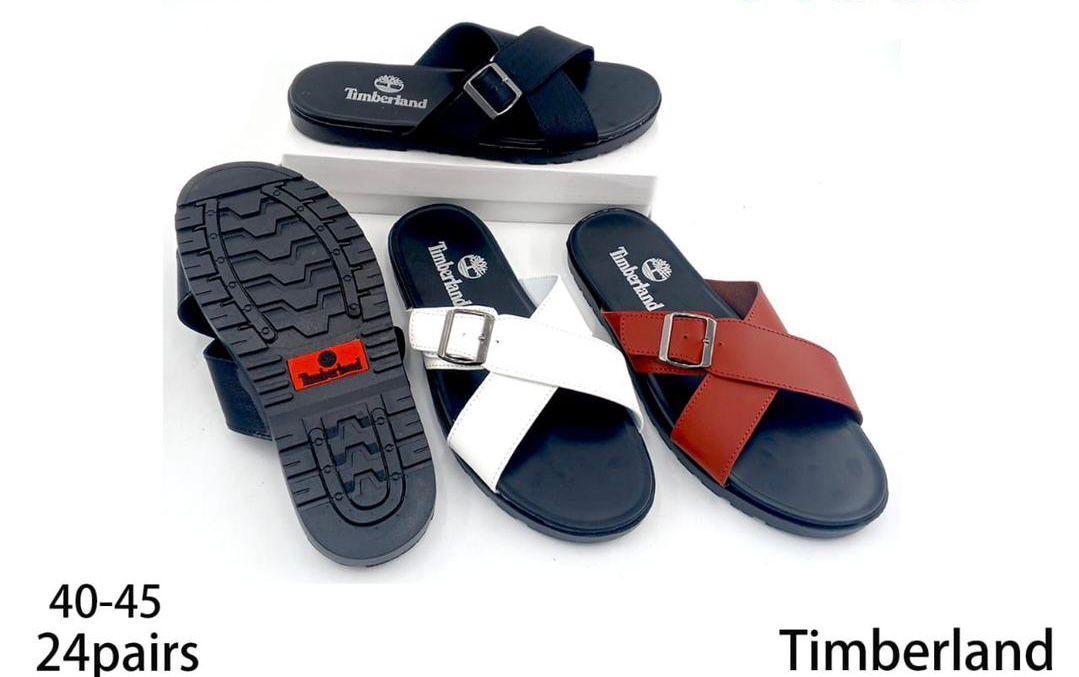 Timberland Cross-Strap Slides Navy White Brown