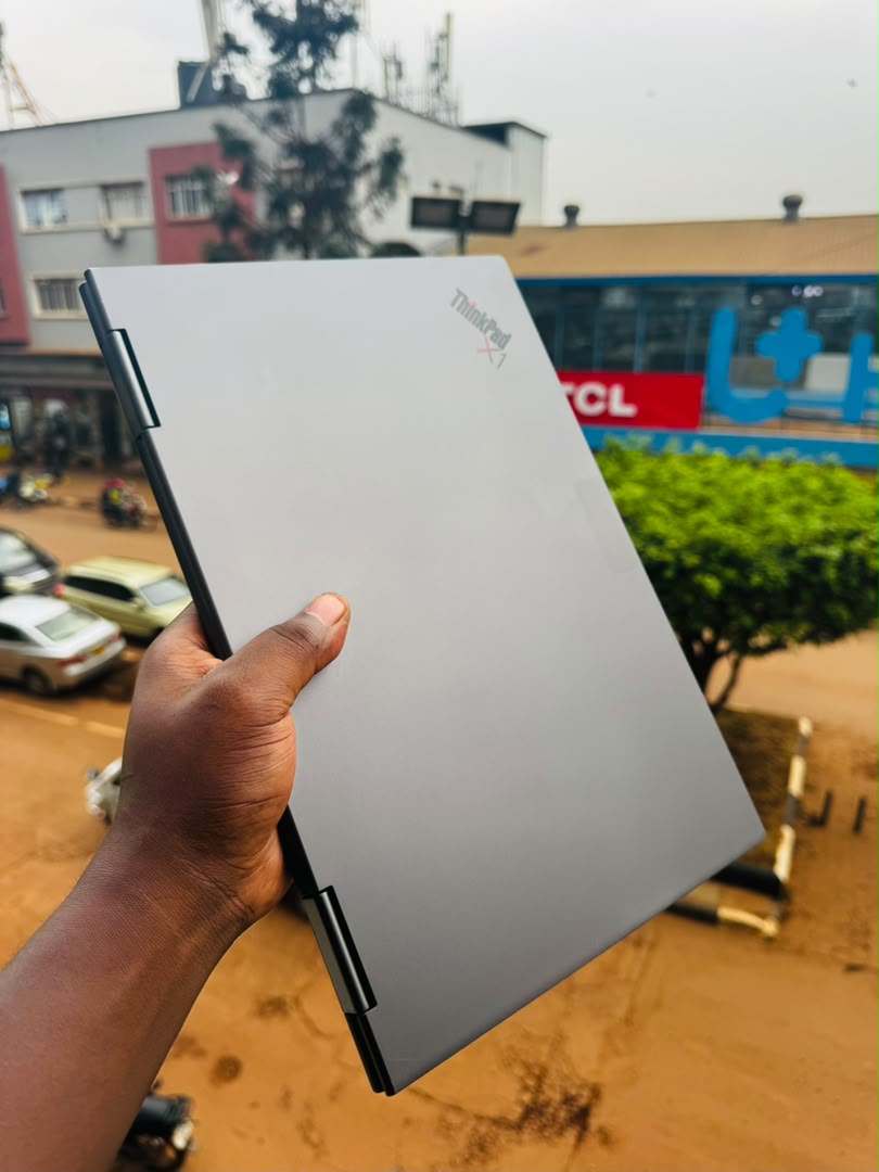 Lenovo ThinkPad X1 Yoga closed silver titanium lid with ThinkPad X1 logo