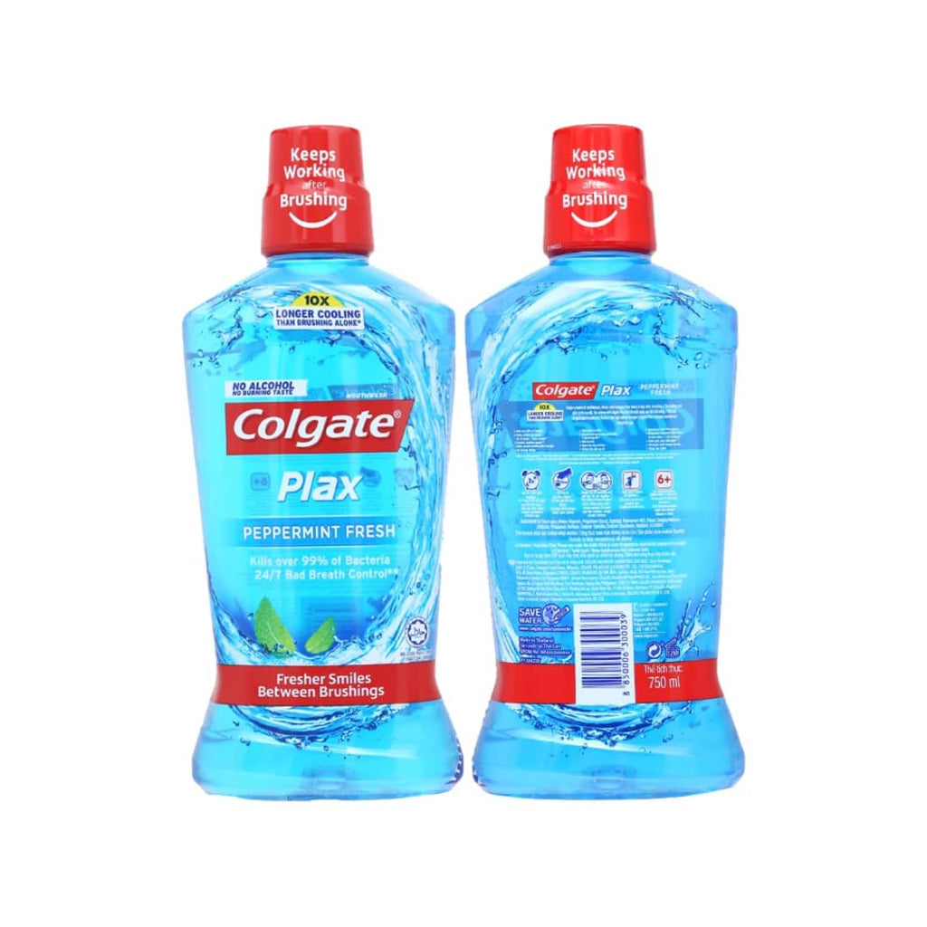 Colgate Plax Peppermint Fresh Mouthwash 750ml - Front and Back View