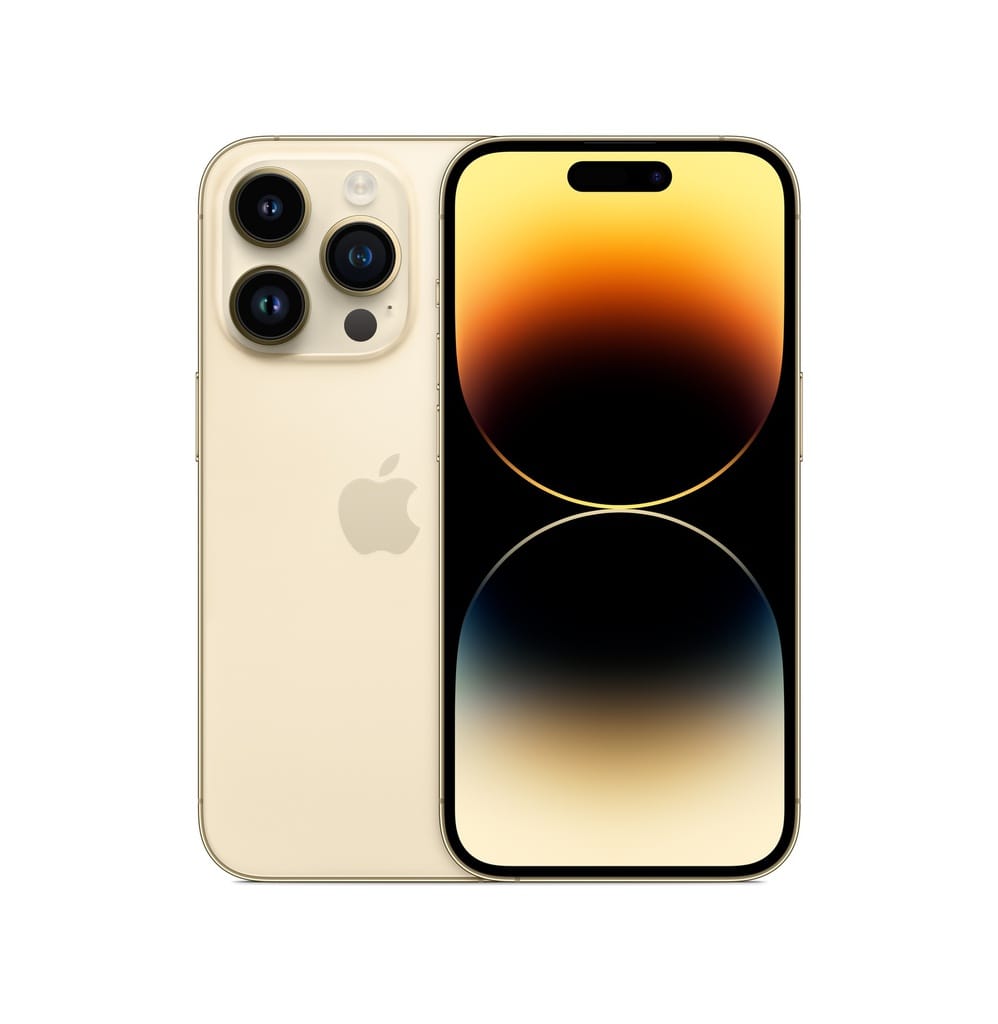 iPhone 14 Pro 256GB - Gold color, front and back view