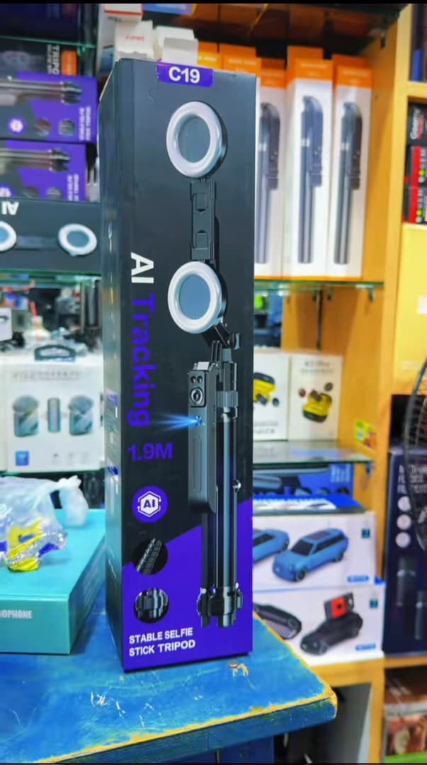 C19 AI Tracking Selfie Stick Tripod - front of box