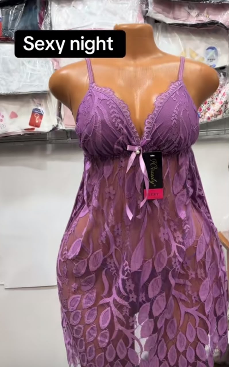 Sexy Night purple lace babydoll nightdress on mannequin