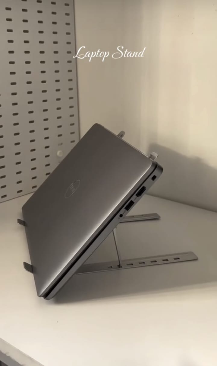 Laptop stand side view with laptop