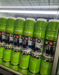 Two Handboss foam cleaner cans held up