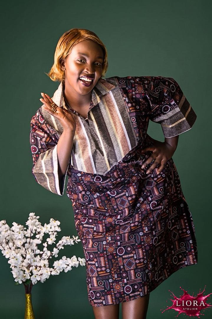 Liora Atelier Mixed Print African Shirt Dress side view