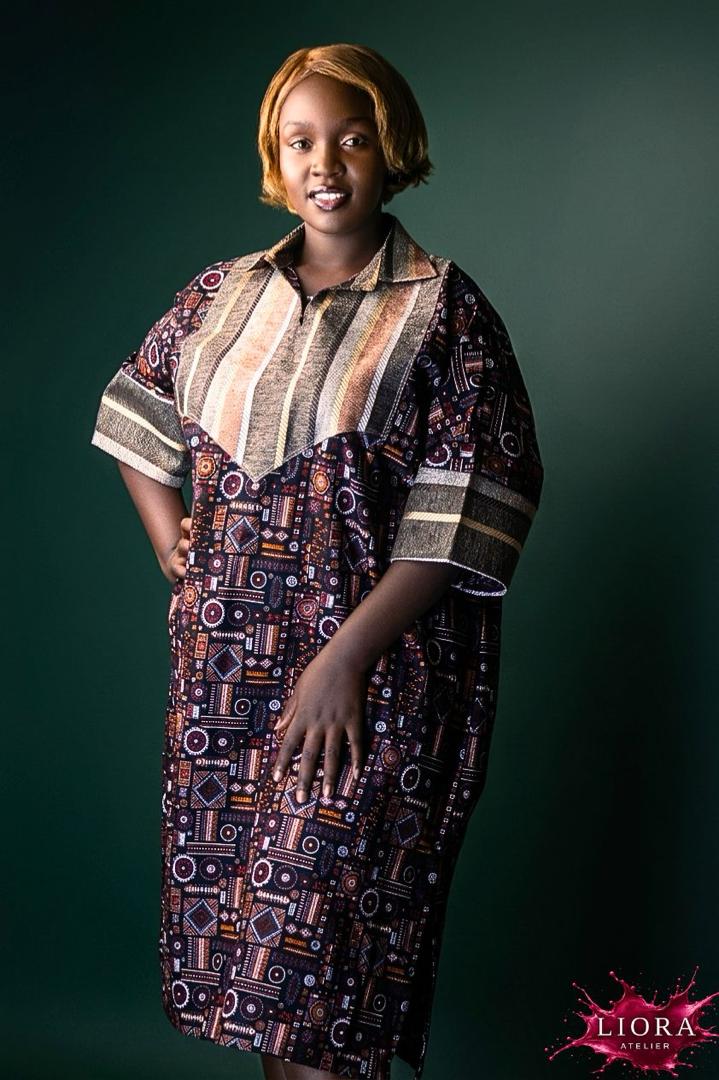 Liora Atelier Mixed Print African Shirt Dress front view