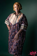 Liora Atelier Mixed Print African Shirt Dress front view