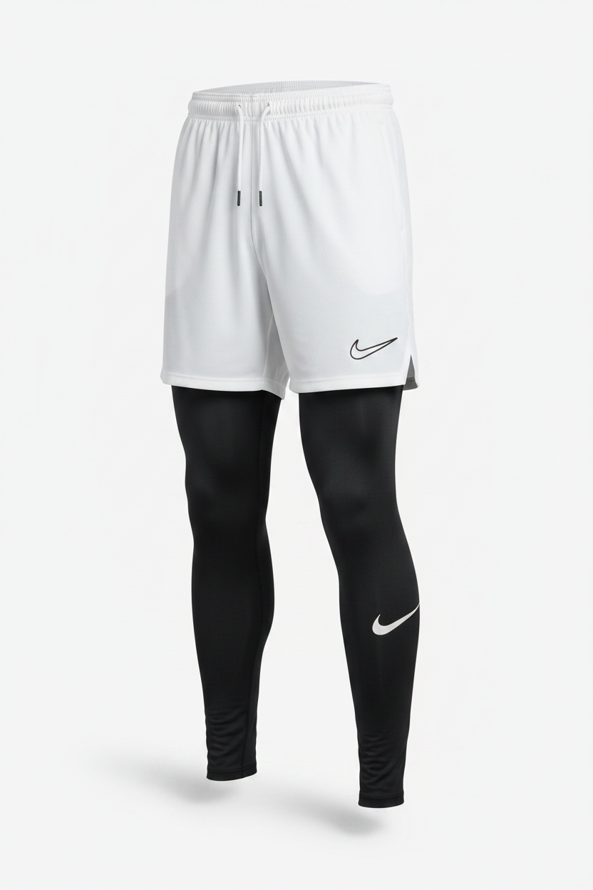 Men's Athletic Shorts and Leggings Set - White