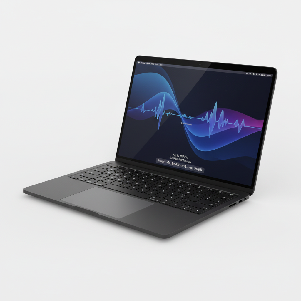MacBook Pro M5 2026 32GB Space Black angled view