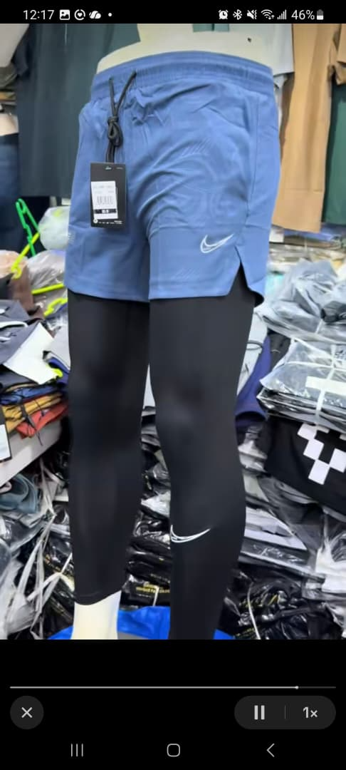Men's Athletic Shorts and Leggings Set - Blue