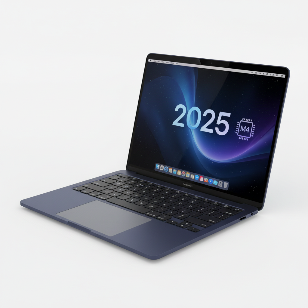 MacBook Air 13 M4 2025 Midnight angled view
