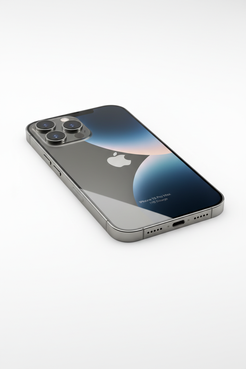iPhone 15 Pro Max 1TB Natural Titanium angled view