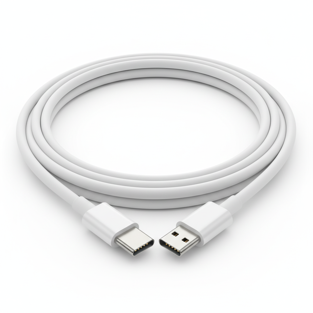 Apple USB-C to USB-C cable both ends visible on white background