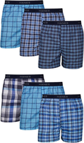 Men's Cotton Checked Boxer Shorts - Light Blue Check