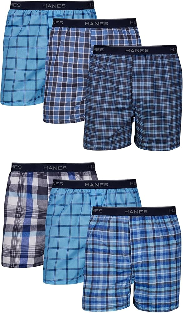 Men's Cotton Checked Boxer Shorts - Light Blue Check