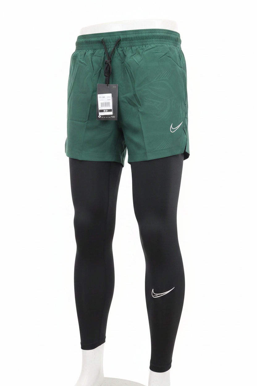 Men's Athletic Shorts and Leggings Set - Green